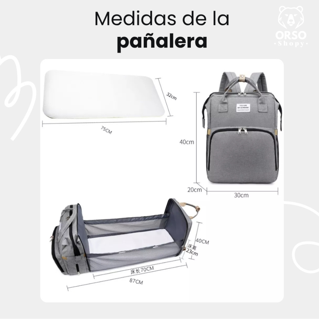 PAÑALERA CON MUDADOR PLEGABLE MULTIUSO