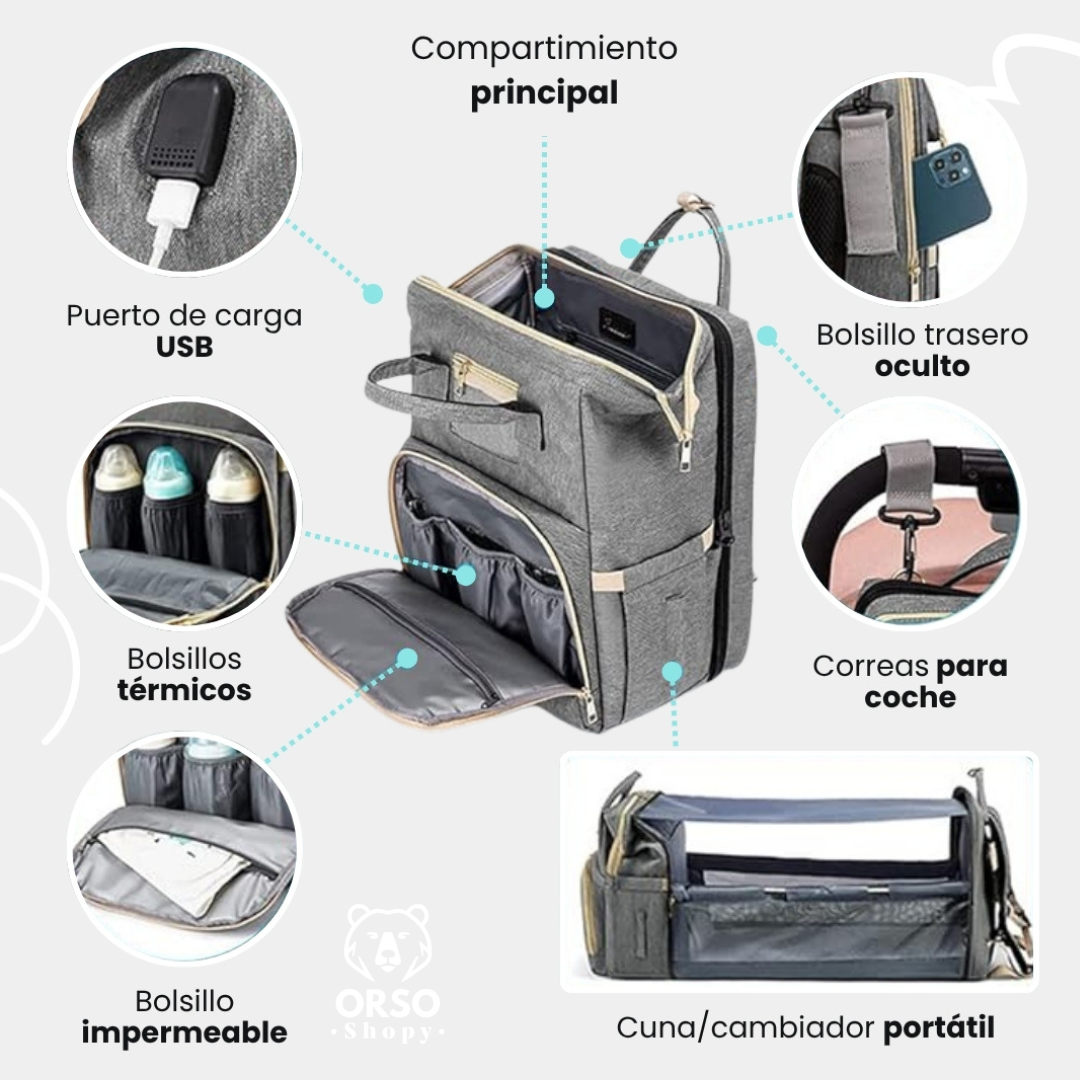 PAÑALERA CON MUDADOR PLEGABLE MULTIUSO