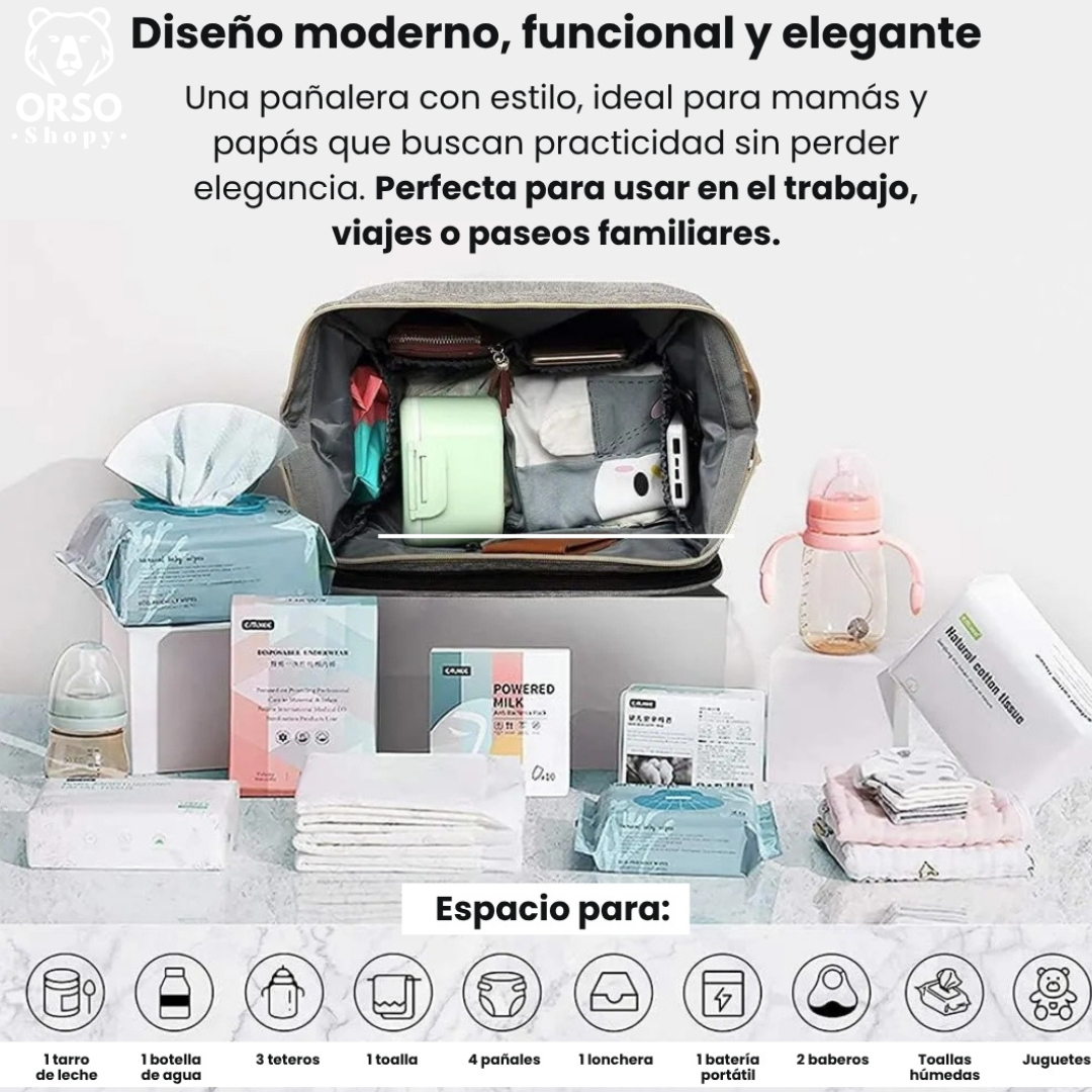 PAÑALERA CON MUDADOR PLEGABLE MULTIUSO