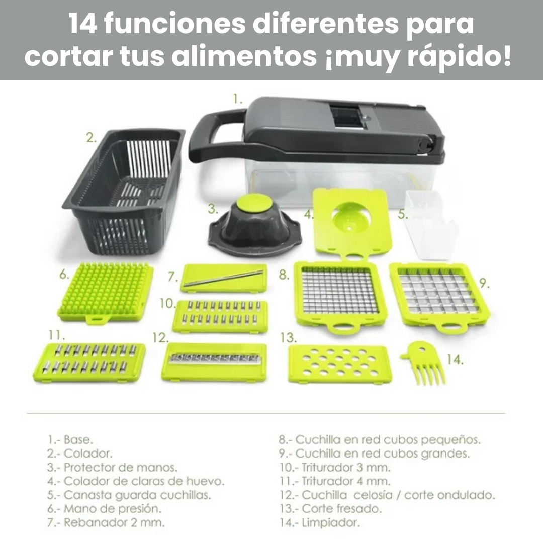 Rallador Multifuncional 14 en 1 - ¡Cocina rápido y fácil!